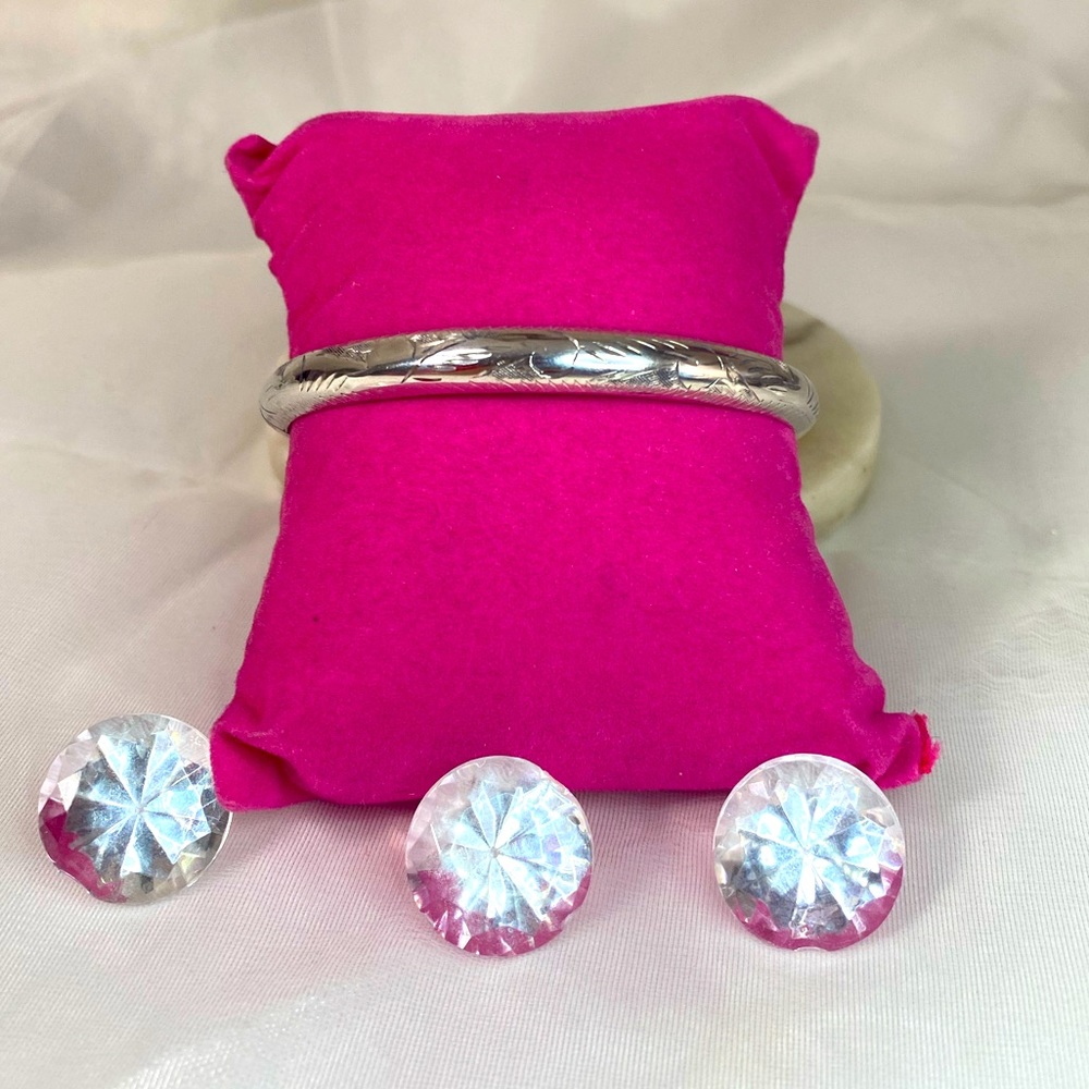 925 STERLING SILVER VINTAGE etched design silver bangle